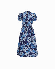 Puff Sleeve A-line Midi Dress - Anne Klein SANTORINI BLUE MULTI